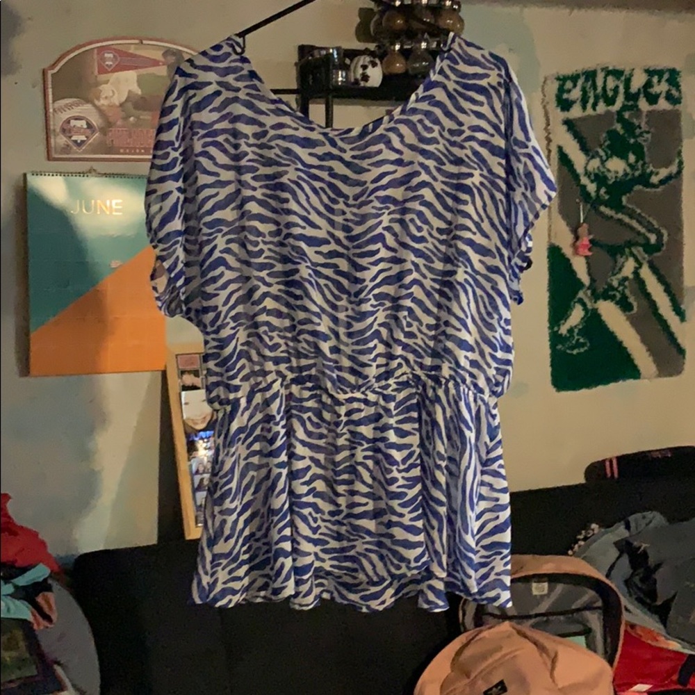 Sheer blue zebra blouse